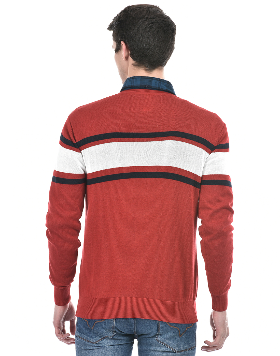Numero Uno Men Striped Red Sweater